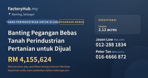 Tanah Untuk Dijual - Banting Pegangan Bebas Tanah Perindustrian Pertanian untuk Dijual - Banting, Selangor