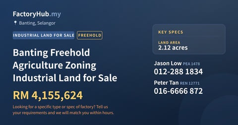 Land For Sale - Banting Freehold Agriculture Zoning Industrial Land for Sale - Banting, Selangor