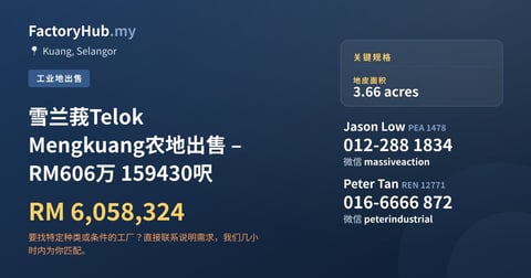 土地 出售 - 雪兰莪Telok Mengkuang农地出售 – RM606万 159430呎 - Port Klang, Selangor