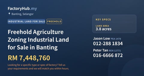Land For Sale - Freehold Agriculture Zoning Industrial Land for Sale in Banting - Banting, Selangor