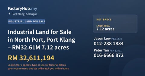 Land For Sale - Industrial Land for Sale in North Port, Port Klang – RM32.61M 7.12 acres - Port Klang, Selangor