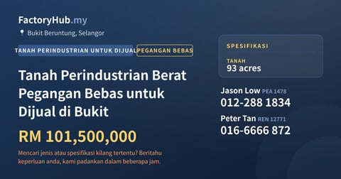 Tanah Untuk Dijual - Tanah Perindustrian Berat Pegangan Bebas untuk Dijual di Bukit - Bukit Beruntung, Selangor
