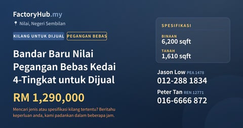 Komersial Untuk Dijual - Bandar Baru Nilai Pegangan Bebas Kedai 4-Tingkat untuk Dijual - Nilai, Negeri Sembilan