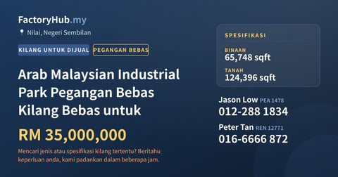 Kilang Untuk Dijual - Arab Malaysian Industrial Park Pegangan Bebas Kilang Bebas untuk - Nilai, Negeri Sembilan