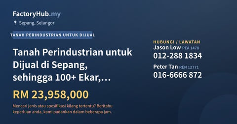 Tanah Untuk Dijual - Tanah Perindustrian untuk Dijual di Sepang, sehingga 100+ Ekar, Build-to-Suit (dari 5 ekar), NCT Smart Industrial Park - Sepang, Selangor