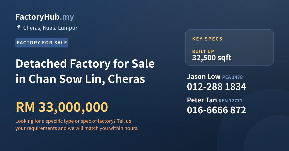Factory For Sale - Detached Factory for Sale in Chan Sow Lin, Cheras - Cheras, Kuala Lumpur