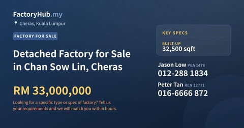 Factory For Sale - Detached Factory for Sale in Chan Sow Lin, Cheras - Cheras, Kuala Lumpur