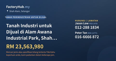 Tanah Untuk Dijual - Tanah Industri untuk Dijual di Alam Awana Industrial Park, Shah Alam - Shah Alam, Selangor