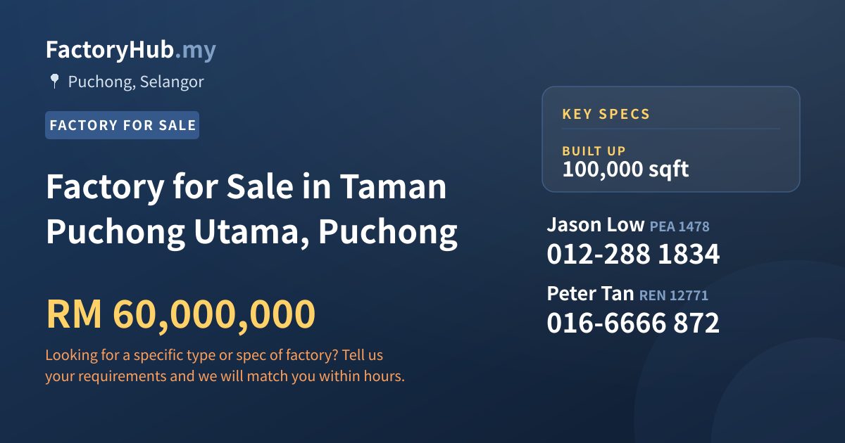 Factory For Sale - Factory for Sale in Taman Puchong Utama, Puchong - Puchong, Selangor
