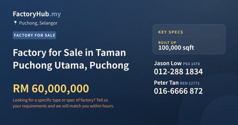 Factory For Sale - Factory for Sale in Taman Puchong Utama, Puchong - Puchong, Selangor