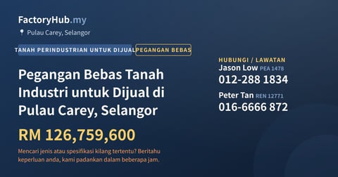 Tanah Untuk Dijual - Pegangan Bebas Tanah Industri untuk Dijual di Pulau Carey, Selangor - Pulau Carey, Selangor