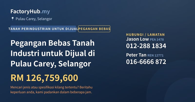 Tanah Untuk Dijual - Pegangan Bebas Tanah Industri untuk Dijual di Pulau Carey, Selangor - Pulau Carey, Selangor