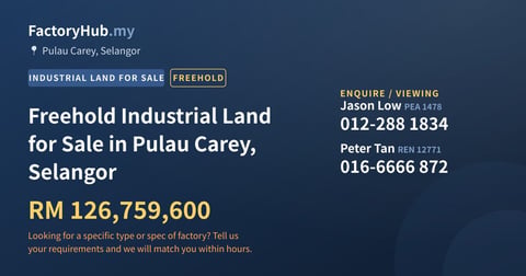 Land For Sale - Freehold Industrial Land for Sale in Pulau Carey, Selangor - Pulau Carey, Selangor