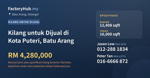 Kilang Untuk Dijual - Kilang untuk Dijual di Kota Puteri, Batu Arang - Batu Arang, Selangor