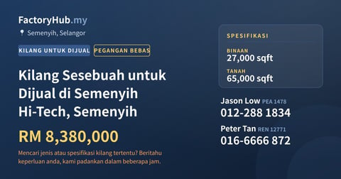 Kilang Untuk Dijual - Kilang Sesebuah untuk Dijual di Semenyih Hi-Tech, Semenyih - Semenyih, Selangor