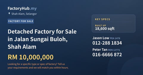 Factory For Sale - Detached Factory for Sale in Jalan Sungai Buloh, Shah Alam - Shah Alam, Selangor