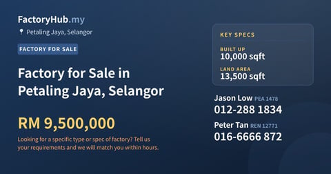 Factory For Sale - Factory for Sale in Petaling Jaya, Selangor - Petaling Jaya, Selangor