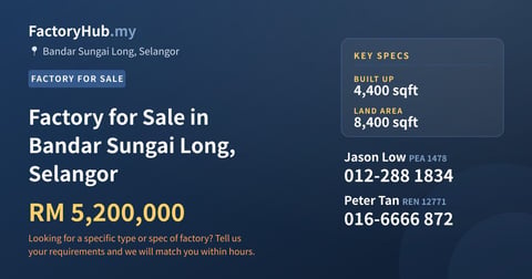 Factory For Sale - Factory for Sale in Bandar Sungai Long, Selangor - Bandar Sungai Long, Selangor
