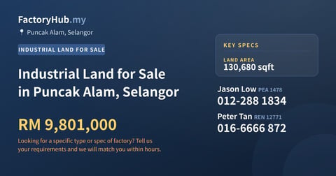 Land For Sale - Industrial Land for Sale in Puncak Alam, Selangor - Puncak Alam, Selangor