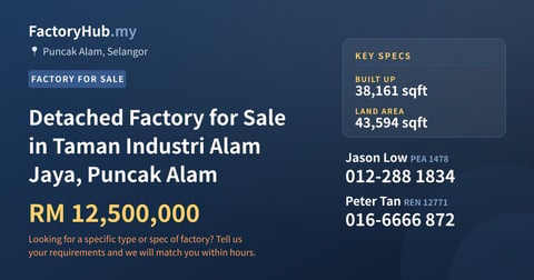 Factory For Sale - Detached Factory for Sale in Taman Industri Alam Jaya, Puncak Alam - Puncak Alam, Selangor