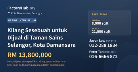 Kilang Untuk Dijual - Kilang Sesebuah untuk Dijual di Taman Sains Selangor, Kota Damansara - Kota Damansara, Selangor