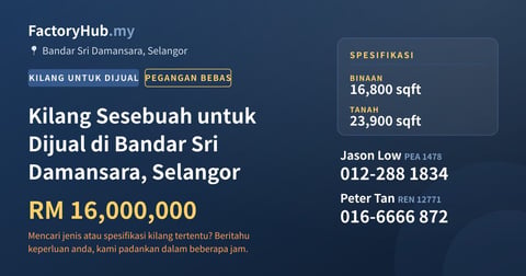 Kilang Untuk Dijual - Kilang Sesebuah untuk Dijual di Bandar Sri Damansara, Selangor - Bandar Sri Damansara, Selangor