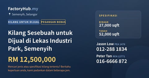 Kilang Untuk Dijual - Kilang Sesebuah untuk Dijual di Lekas Industri Park, Semenyih - Semenyih, Selangor