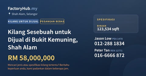Kilang Untuk Dijual - Kilang Sesebuah untuk Dijual di Bukit Kemuning, Shah Alam - Shah Alam, Selangor