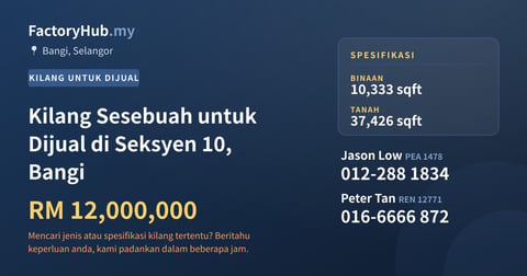 Kilang Untuk Dijual - Kilang Sesebuah untuk Dijual di Seksyen 10, Bangi - Bangi, Selangor