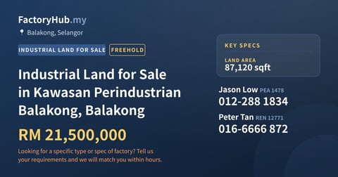 Land For Sale - Industrial Land for Sale in Kawasan Perindustrian Balakong, Balakong - Balakong, Selangor