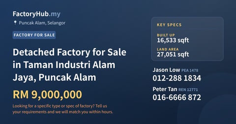 Factory For Sale - Detached Factory for Sale in Taman Industri Alam Jaya, Puncak Alam - Puncak Alam, Selangor