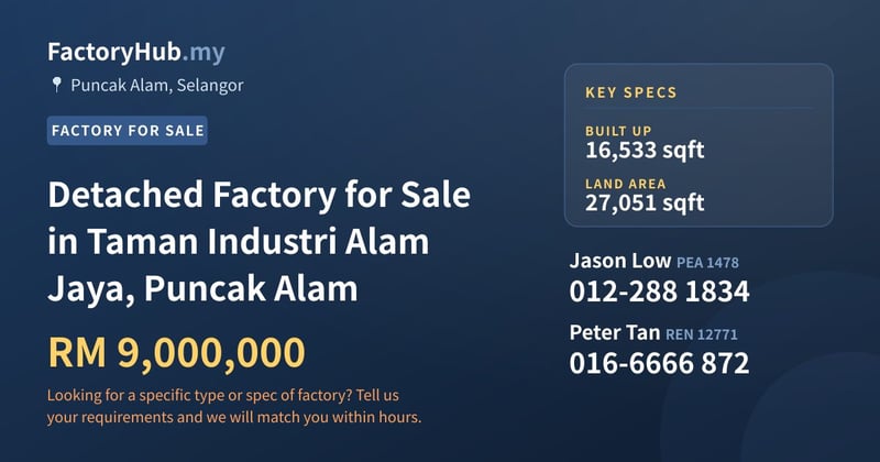 Factory For Sale - Detached Factory for Sale in Taman Industri Alam Jaya, Puncak Alam - Puncak Alam, Selangor