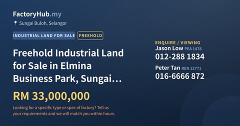 Land For Sale - Freehold Industrial Land for Sale in Elmina Business Park, Sungai Buloh - Sungai Buloh, Selangor