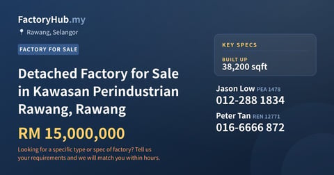 Factory For Sale - Detached Factory for Sale in Kawasan Perindustrian Rawang, Rawang - Rawang, Selangor