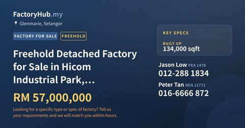 Factory For Sale - Freehold Detached Factory for Sale in Hicom Industrial Park, Glenmarie - Glenmarie, Selangor