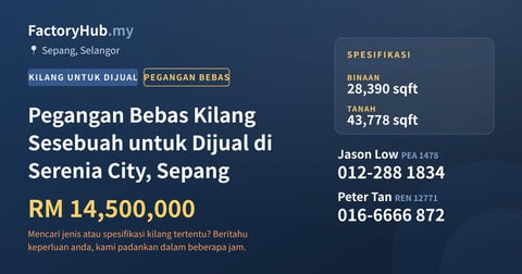 Kilang Untuk Dijual - Pegangan Bebas Kilang Sesebuah untuk Dijual di Serenia City, Sepang - Sepang, Selangor