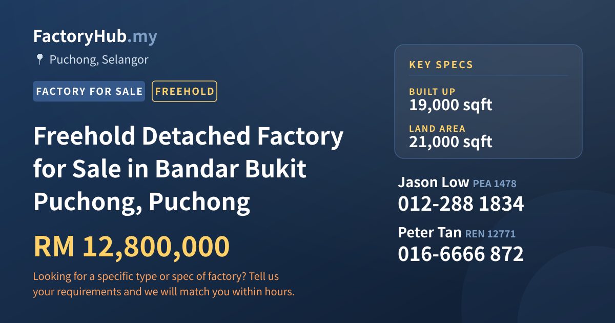 Factory For Sale - Freehold Detached Factory for Sale in Bandar Bukit Puchong, Puchong - Puchong, Selangor