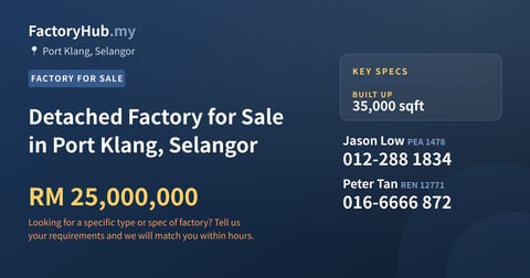 Factory For Sale - Detached Factory for Sale in Port Klang, Selangor - Port Klang, Selangor