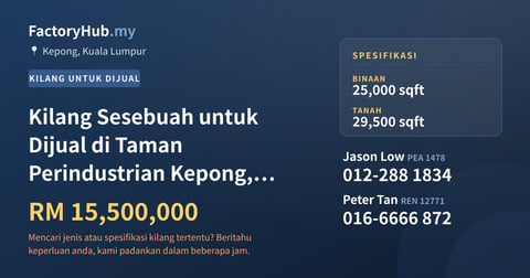Kilang Untuk Dijual - Kilang Sesebuah untuk Dijual di Taman Perindustrian Kepong, Kepong - Kepong, Kuala Lumpur