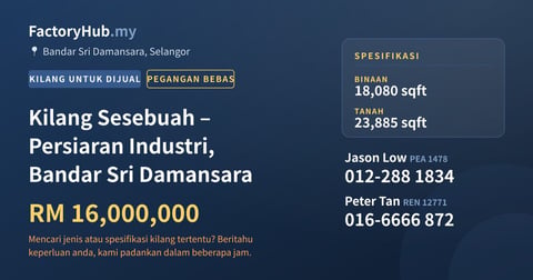 Kilang Untuk Dijual - Kilang Sesebuah – Persiaran Industri, Bandar Sri Damansara - Bandar Sri Damansara, Selangor