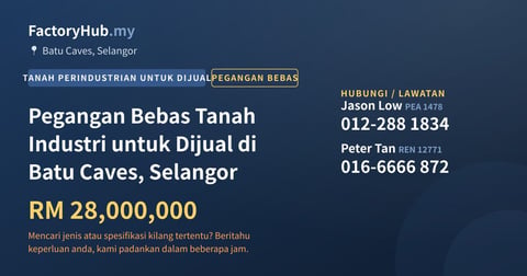 Tanah Untuk Dijual - Pegangan Bebas Tanah Industri untuk Dijual di Batu Caves, Selangor - Batu Caves, Selangor