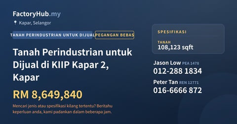 Tanah Untuk Dijual - Tanah Perindustrian untuk Dijual di KIIP Kapar 2, Kapar - Kapar, Selangor