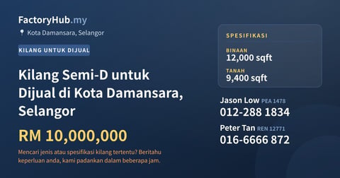 Kilang Untuk Dijual - Kilang Semi-D untuk Dijual di Kota Damansara, Selangor - Kota Damansara, Selangor