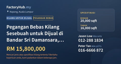 Kilang Untuk Dijual - Pegangan Bebas Kilang Sesebuah untuk Dijual di Bandar Sri Damansara, Kepong - Kepong, Kuala Lumpur