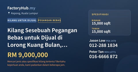 Kilang Untuk Dijual - Kilang Sesebuah Pegangan Bebas untuk Dijual di Lorong Kuang Bulan, Kepong - Kepong, Kuala Lumpur