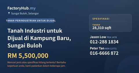 Tanah Untuk Dijual - Tanah Industri untuk Dijual di Kampung Baru, Sungai Buloh - Sungai Buloh, Selangor