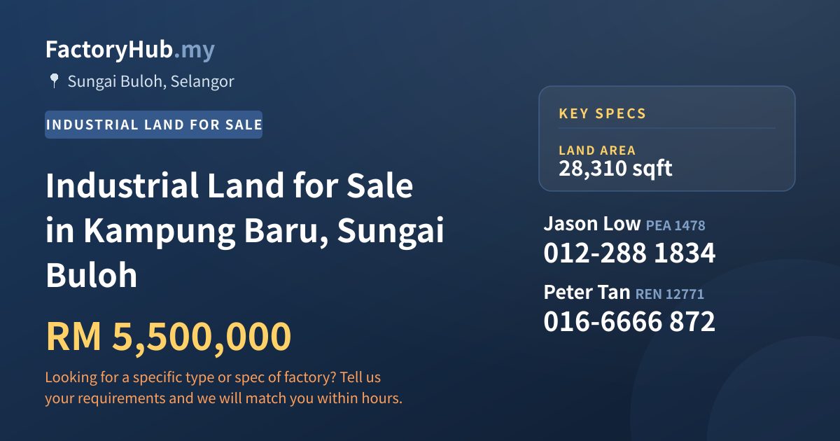 Land For Sale - Industrial Land for Sale in Kampung Baru, Sungai Buloh - Sungai Buloh, Selangor