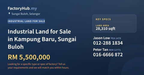 Land For Sale - Industrial Land for Sale in Kampung Baru, Sungai Buloh - Sungai Buloh, Selangor