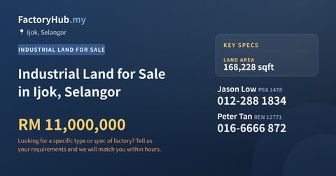 Land For Sale - Industrial Land for Sale in Ijok, Selangor - Ijok, Selangor