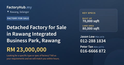 Factory For Sale - Detached Factory for Sale in Rawang Integrated Business Park, Rawang - Rawang, Selangor